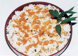 南部鼻曲がり鮭料理(鮭の蒸し御飯)