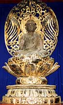 Wooden Amitabha sitting statue