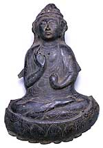 Gold bronze Saint Kannon sitting statue Buddha